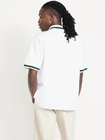 Mock-Neck Pique Quarter Zip