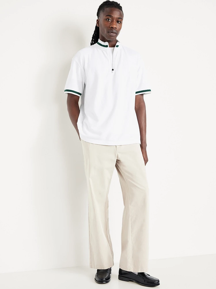 Mock-Neck Pique Quarter Zip