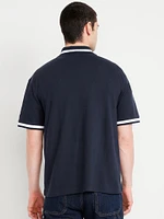 Mock-Neck Pique Quarter Zip