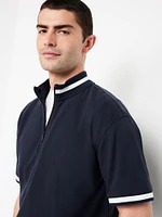 Mock-Neck Pique Quarter Zip