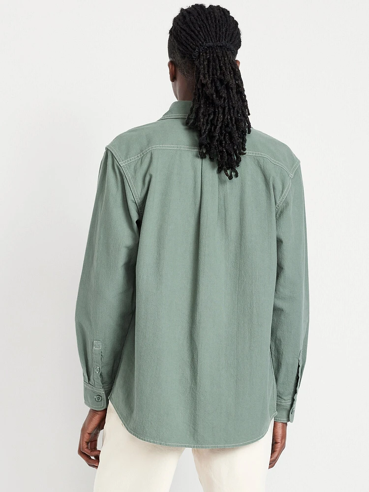 Contrast Stitch Workwear Shirt