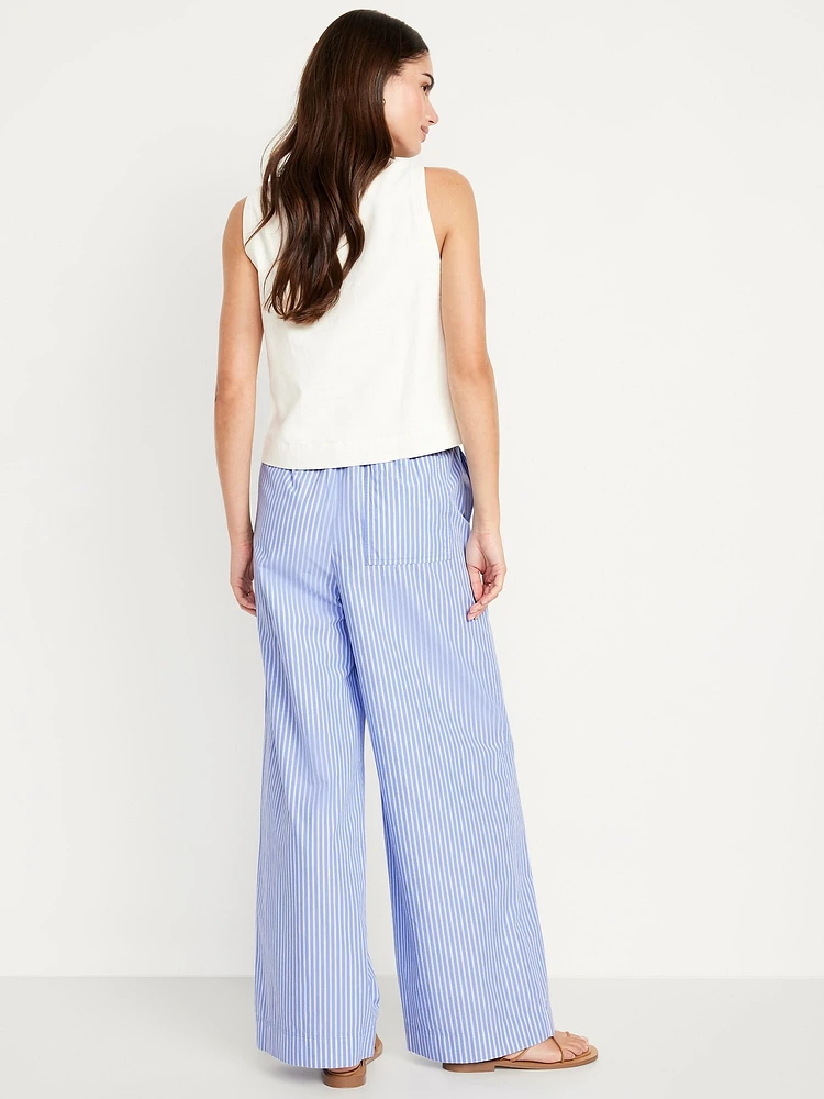 High-Waisted Poplin Super Wide-Leg Pants