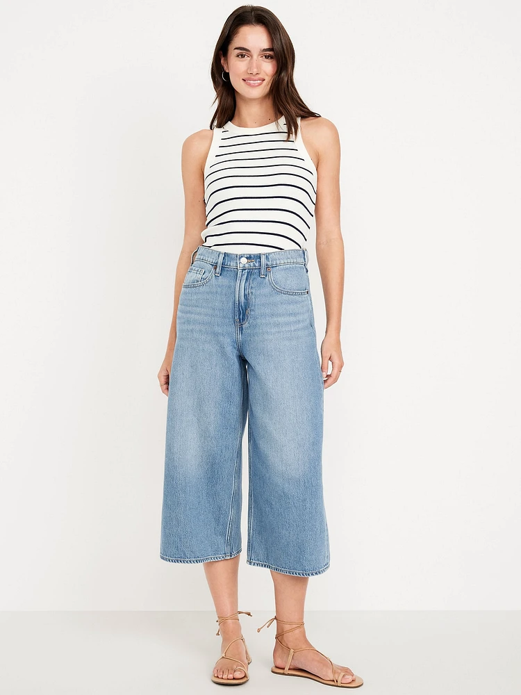 High-Waisted Baggy Wide-Leg Culotte Jeans