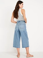 High-Waisted Baggy Wide-Leg Culotte Jeans