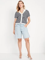 Mid-Rise Baggy Jean Bermuda Shorts -- 9-inch inseam