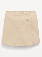 School Uniform Wrap-Front Skort for Girls
