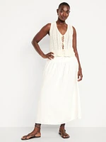 High-Waisted Crinkle Gauze Smocked Maxi Skirt