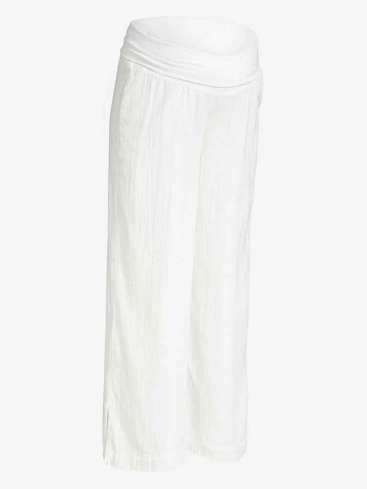 Pantalon à jambe large avec panneau rabattable de maternité