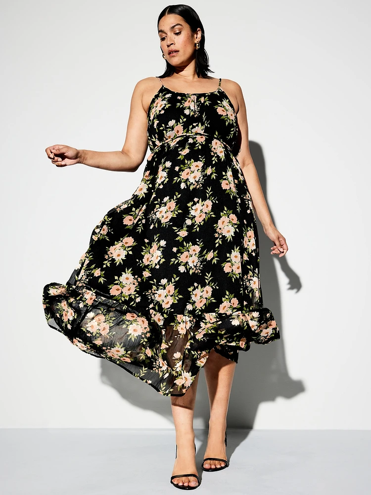 The Occasion by Old Navy Waist-Defined Chiffon Maxi Dress