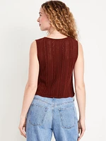 Sleeveless Crochet Tie-Front Top