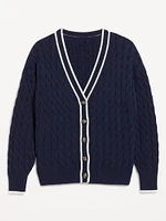 Slouchy Cable-Knit Cardigan Sweater