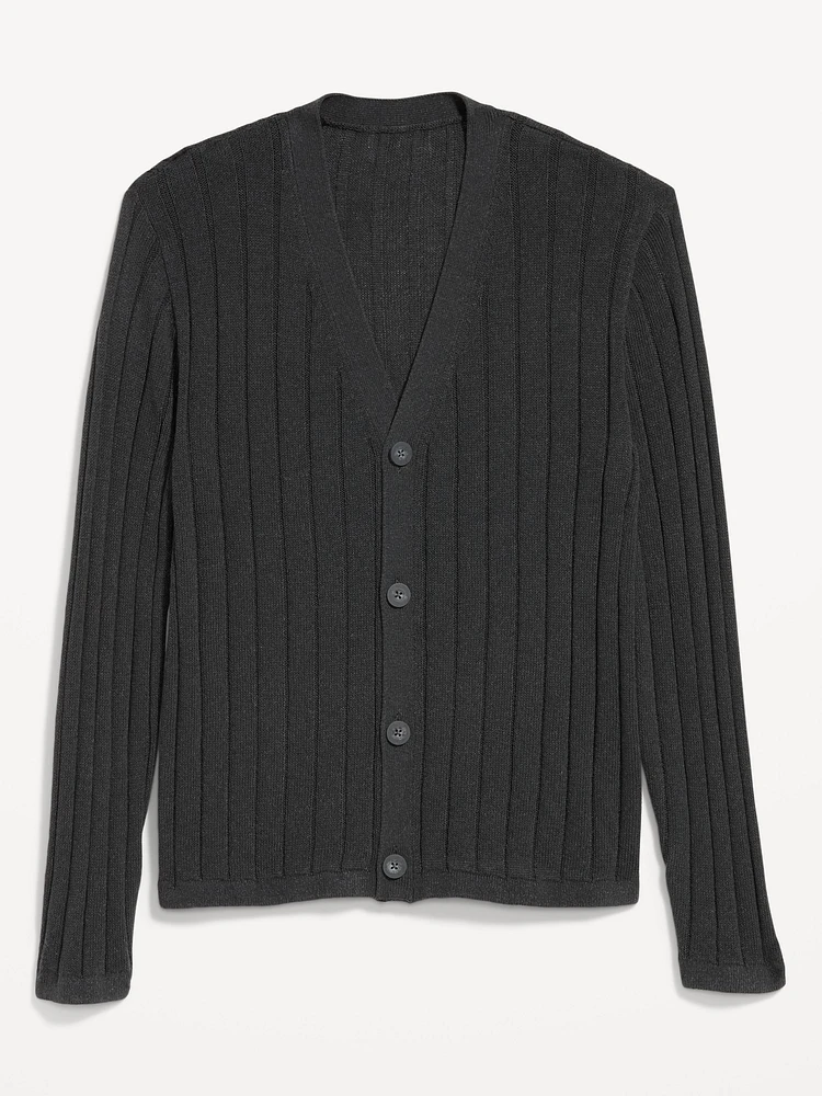 Ribbed Button-Front Cardigan