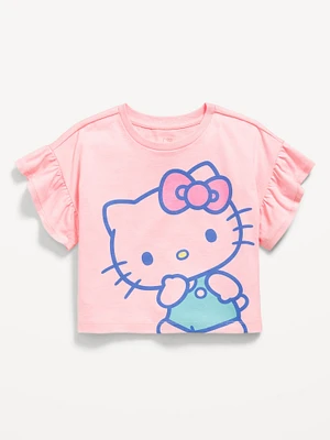 Ruffle-Sleeve Licensed Graphic T-Shirt for Toddler Girls