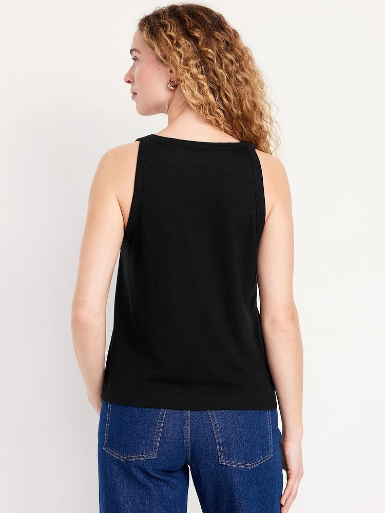 Linen-Blend Tank Top