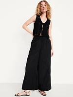 Sleeveless Crochet Tie-Front Top