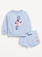 Disney© French-Terry Graphic Sweatshirt and Shorts Set for Toddler Girls
