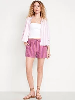 High-Waisted Poplin Pull-On Shorts -- 3.5-inch inseam