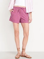 High-Waisted Poplin Pull-On Shorts -- 3.5-inch inseam