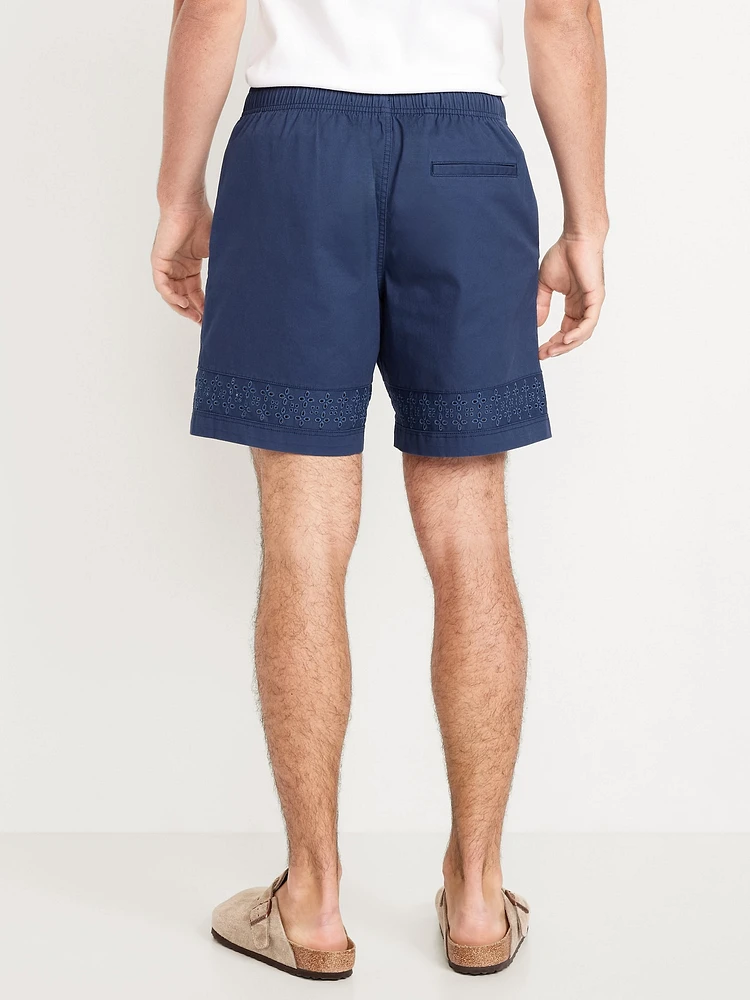 Eyelet-Hem Twill Shorts -- 7-inch inseam