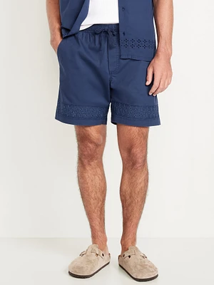 Eyelet-Hem Twill Shorts -- 7-inch inseam
