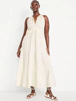 Fit & Flare Crinkle Gauze Maxi Dress