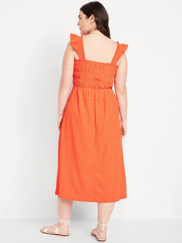 Fit & Flare Lightweight Smocked Midi Dress