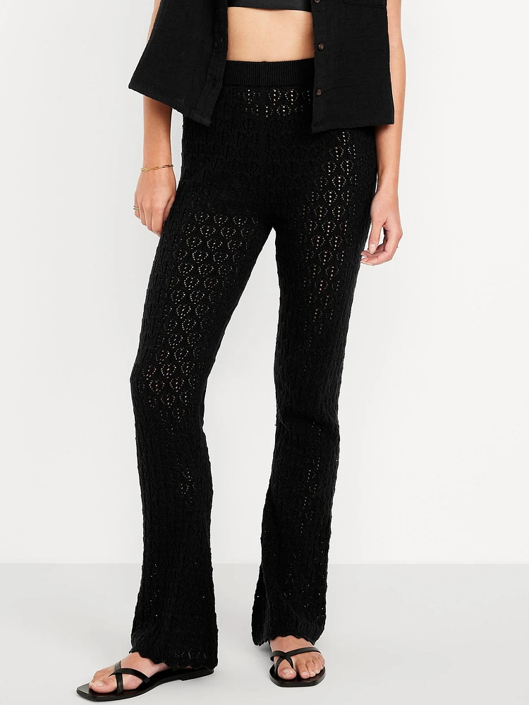 High-Waisted Crochet Flare Pants