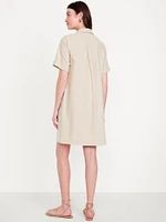 Linen-Blend Shirt Dress