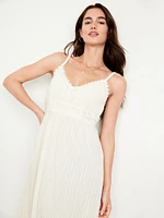 Fit & Flare Crochet-Bodice Maxi Dress