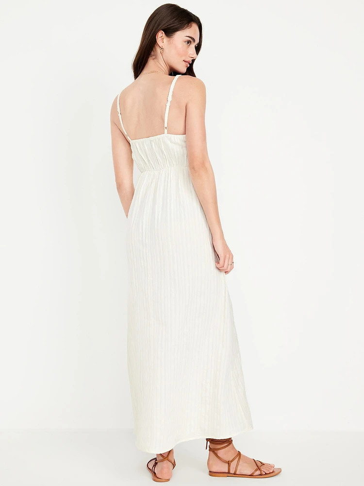 Fit & Flare Crochet-Bodice Maxi Dress