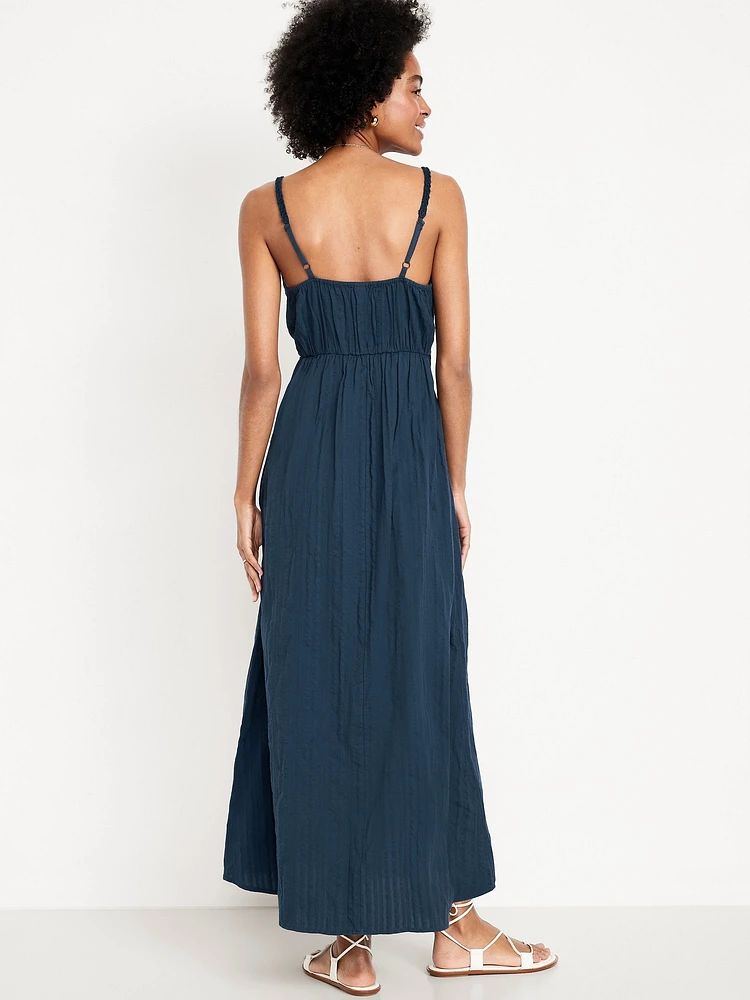 Fit & Flare Crochet-Bodice Maxi Dress