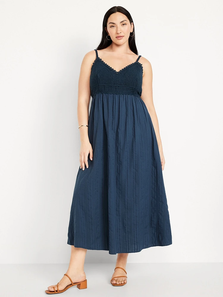 Fit & Flare Crochet-Bodice Maxi Dress