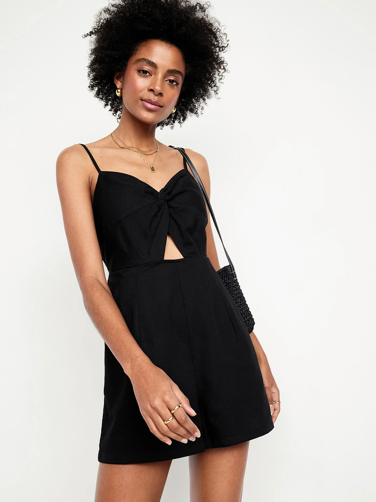 Fit & Flare Twist-Front Cami Romper