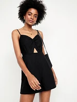 Fit & Flare Twist-Front Cami Romper