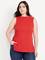 Slit-Neck Ribbed Top