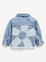 Cropped Flower-Back Jean Jacket for Baby