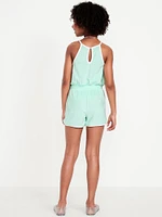 Waist-Defined Terry Romper for Girls
