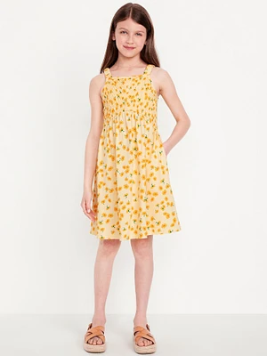 Fit & Flare Sleeveless Smocked Dress for Girls