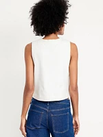 Linen-Blend Tie-Front Vest