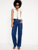 Linen-Blend Tie-Front Vest