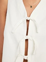Linen-Blend Tie-Front Vest