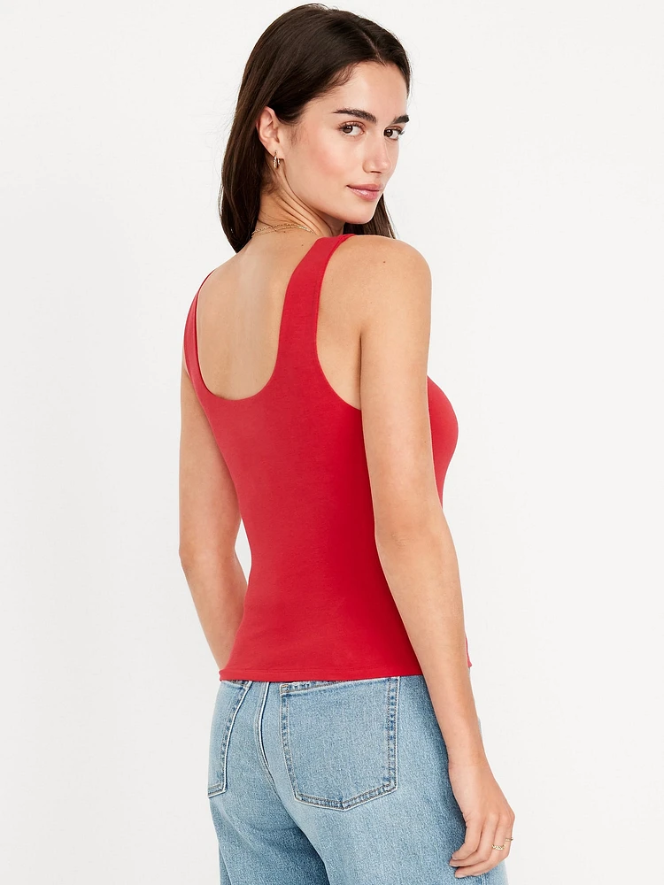 Double-Layer Scoop-Neck Tank Top