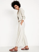 High-Waisted Towel Terry Barrel Ankle Pants