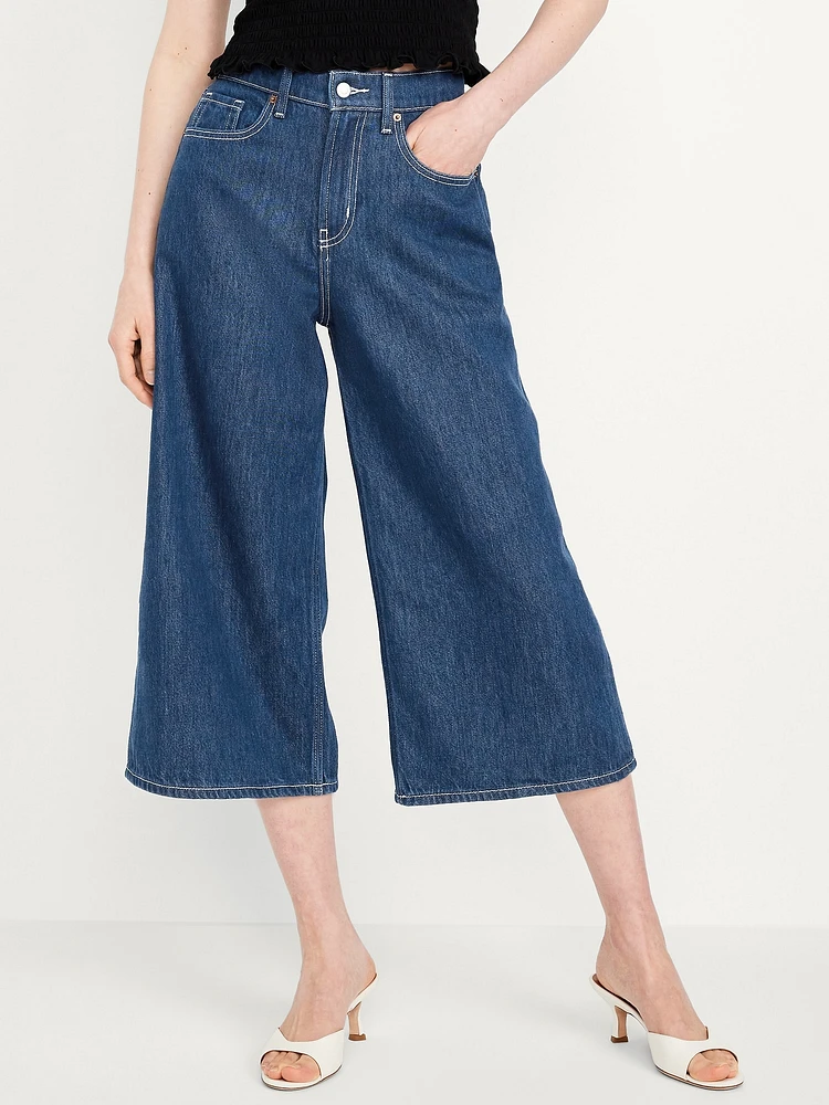 High-Waisted Baggy Wide-Leg Culotte Jeans