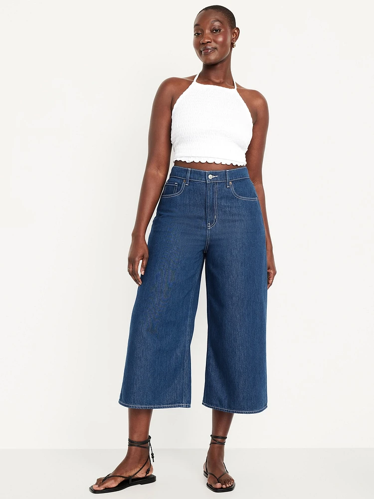 High-Waisted Baggy Wide-Leg Culotte Jeans