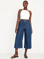 High-Waisted Baggy Wide-Leg Culotte Jeans