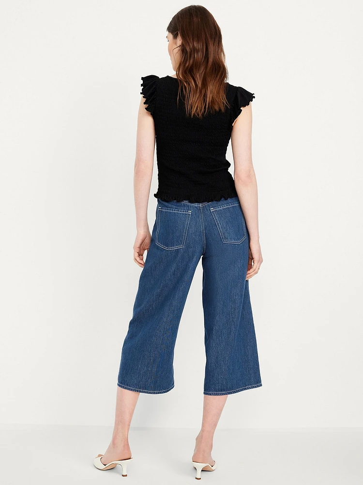 High-Waisted Baggy Wide-Leg Culotte Jeans