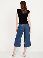 High-Waisted Baggy Wide-Leg Culotte Jeans