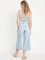 High-Waisted Baggy Wide-Leg Culotte Jeans