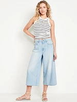 High-Waisted Baggy Wide-Leg Culotte Jeans